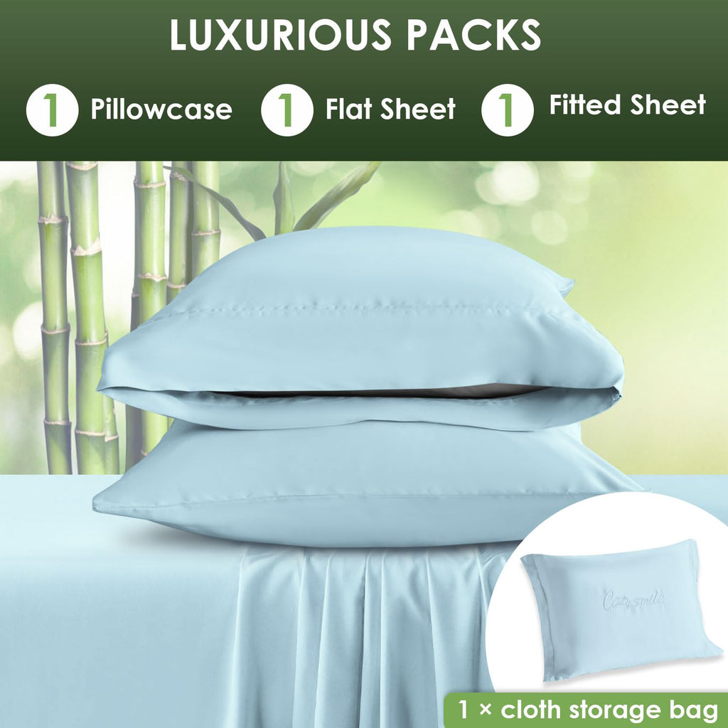 Bamboo Sheets King Sheets Set, 100% Organic Viscose Derived from Bamboo Bed Sheet Set, Luxuriously Soft & Cooling, 4