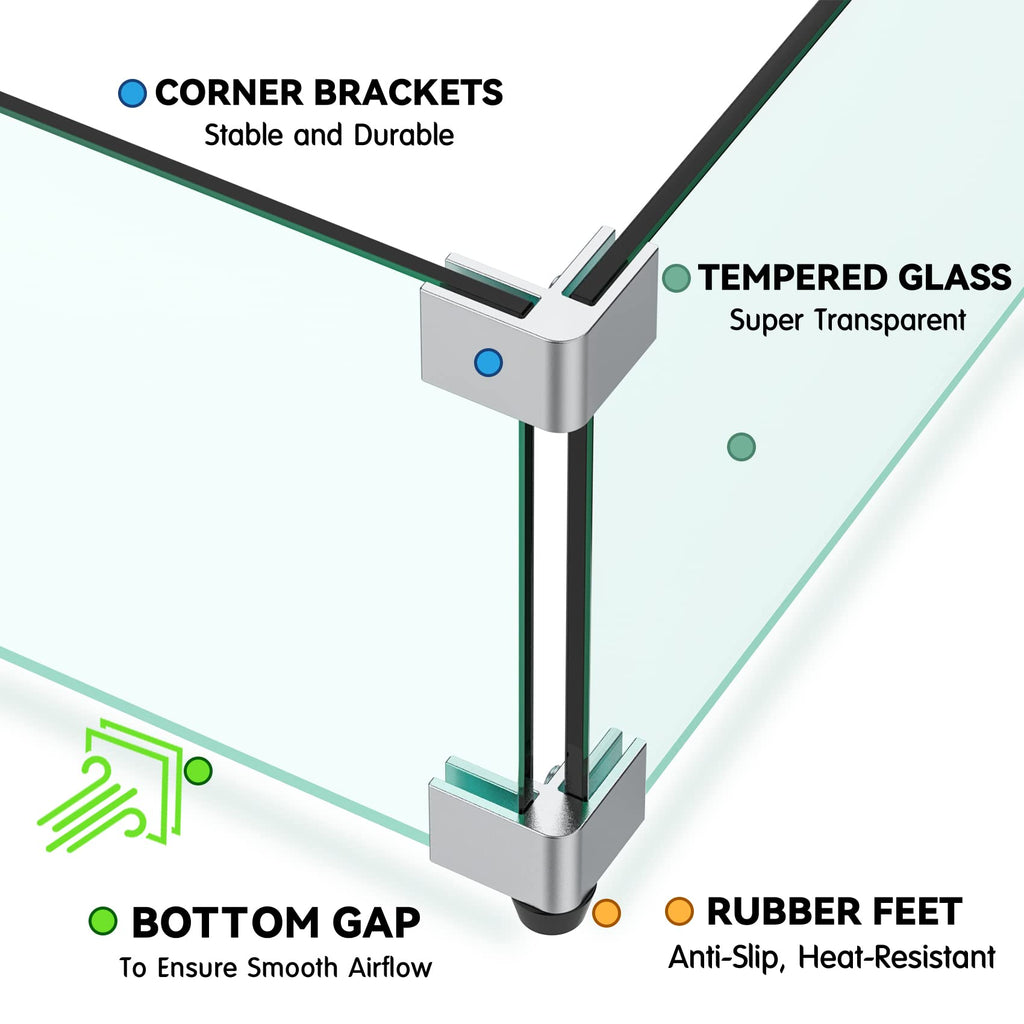 30 x 14 Inches Rectangular Fire Pit Glass Wind Guard