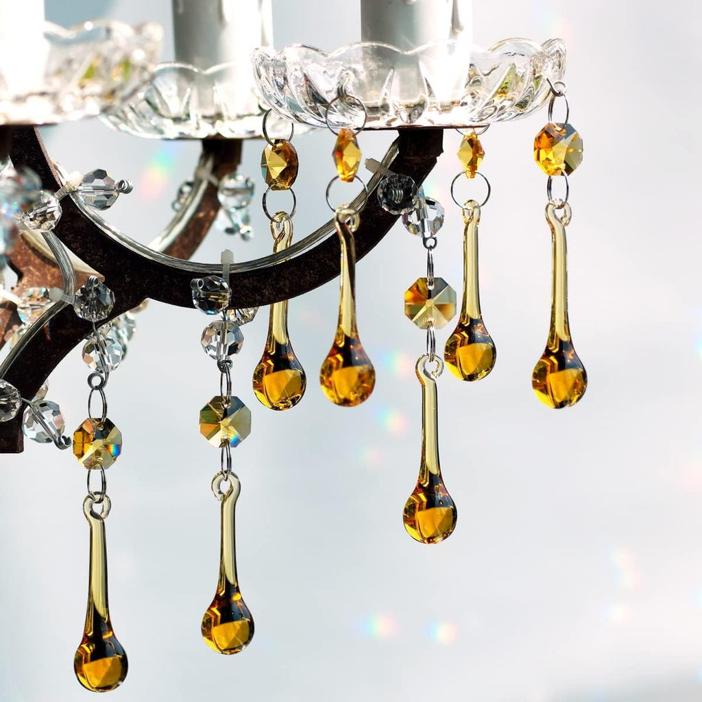 12pcs Raindrop Crystal Chandelier Prisms Parts, 53mm (Topaz) - Colored Hanging Crystals Beads for Chandeliers, Window