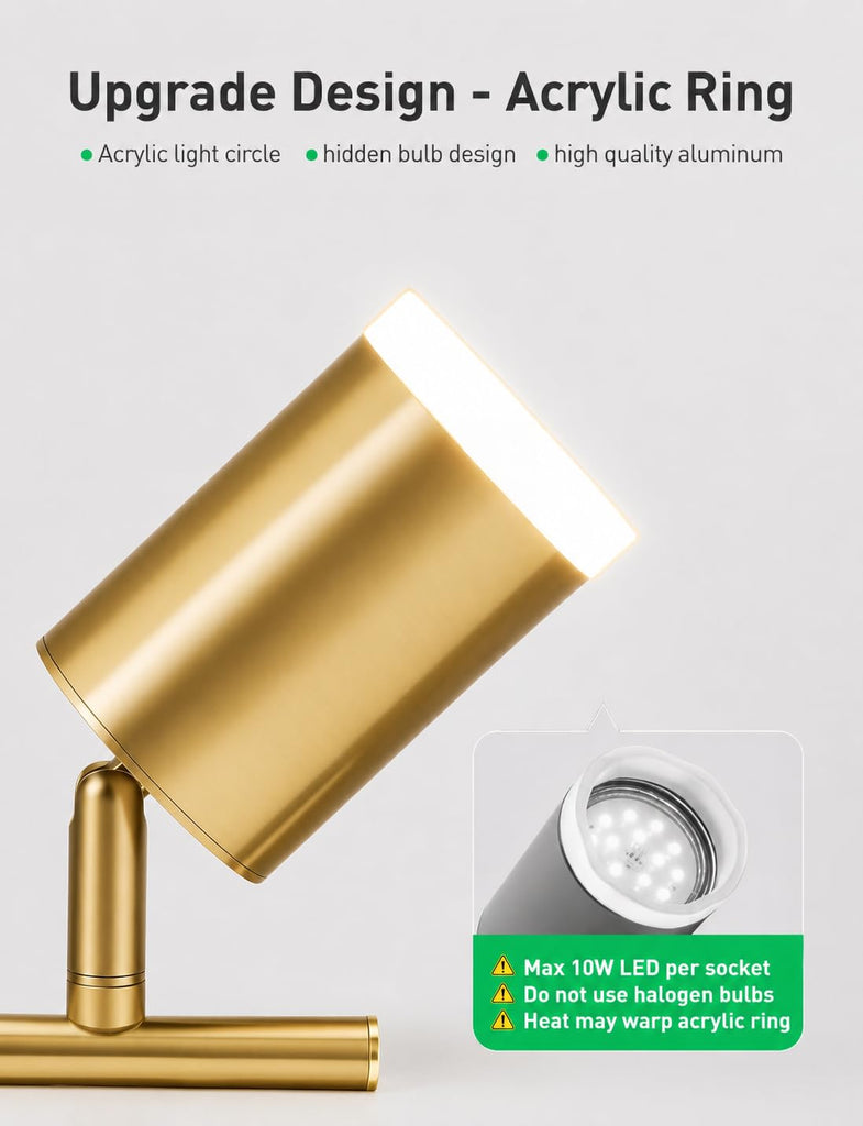 Gold 8 Light Kitchen Track Lighting Fixtures Ceiling LED Spotlight