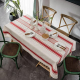 White Red Tablecloth Cotton Linen Farmhouse Table Cover Soft Washable Table Top for Parties Coffee K