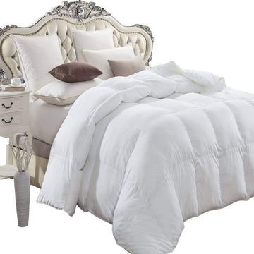 Luxurious California King Size, Goose Down Alternative Comforter Solid White, 100% Egyptian Cotton - 50Oz
