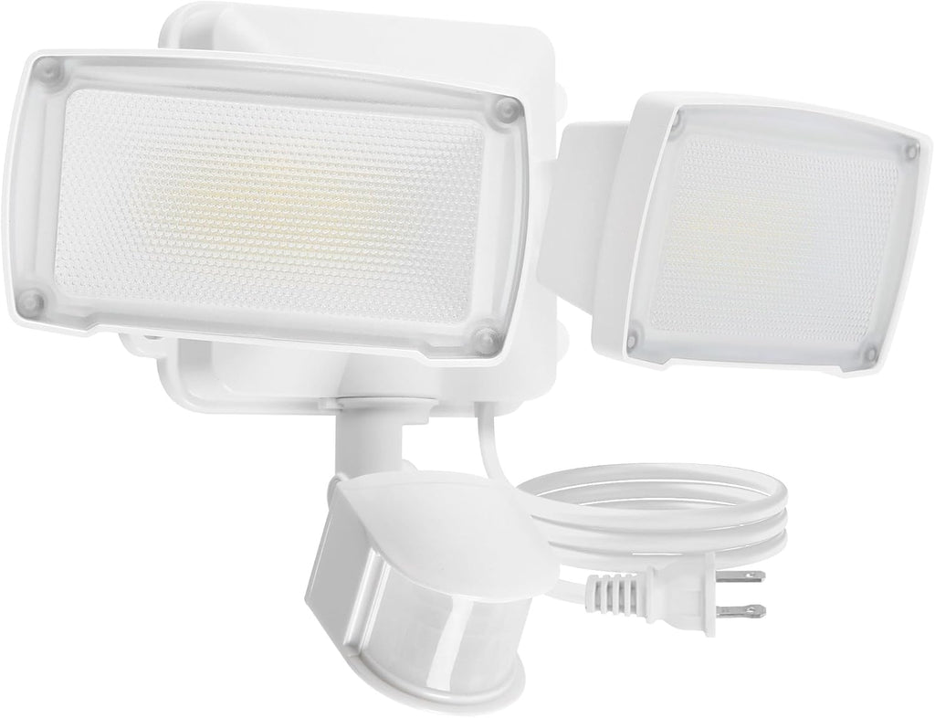 21W White Plug in Motion Sensor Light Outdoor, Flood Lights Outdoor Motion Sensor,2500LM, 5000K Daylight,IP65