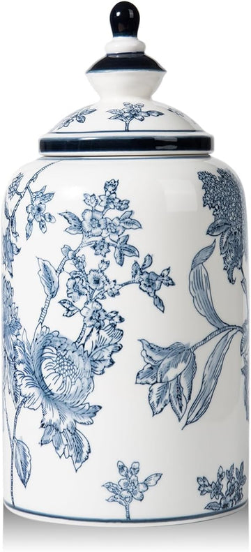 Blue and White Ginger Jar Decor, Chinoiserie Vase Decor, 12x6 Inch