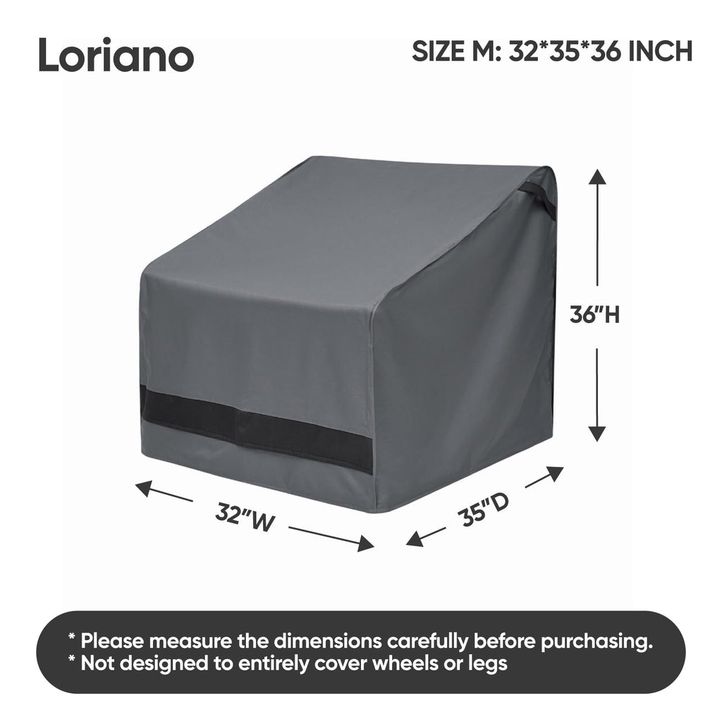 Waterproof Outdoor Furniture Chair Covers 600D Heavy Duty Fit as Lawn Lounge Deep Seat(2 Pack, Grey, Median)