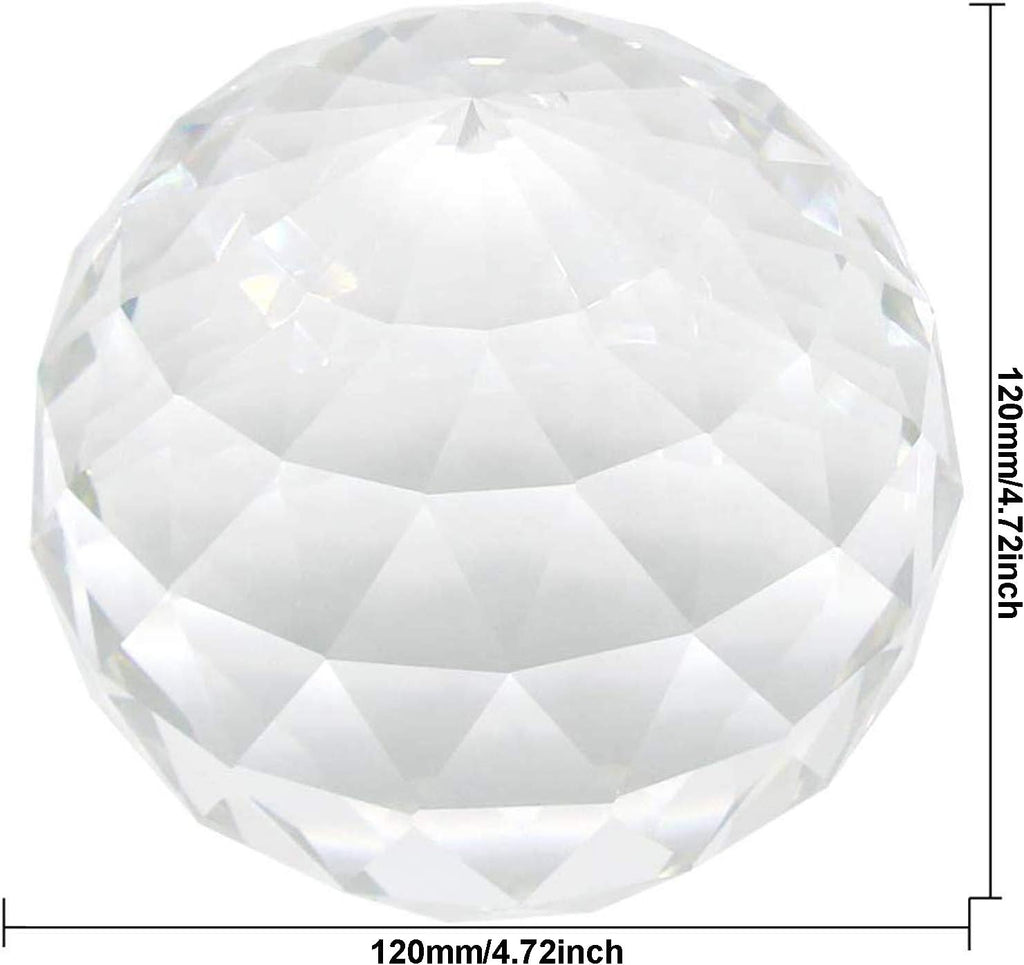 4.72inch/120mm Clear Glass Crystal Ball Prism, Sphere Faceted Gazing Ball Suncatcher Rainbow Maker for Window