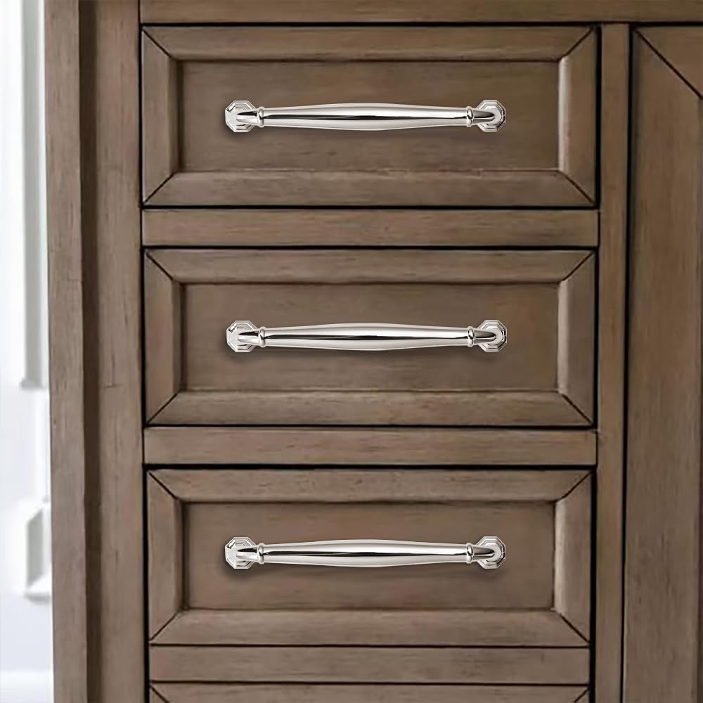 10 Pack 6 Inch(152mm) Polished Nickel Heavy Duty Solid Cabinet Handles Cabinet Pulls Heavy Duty Solid Cabinet