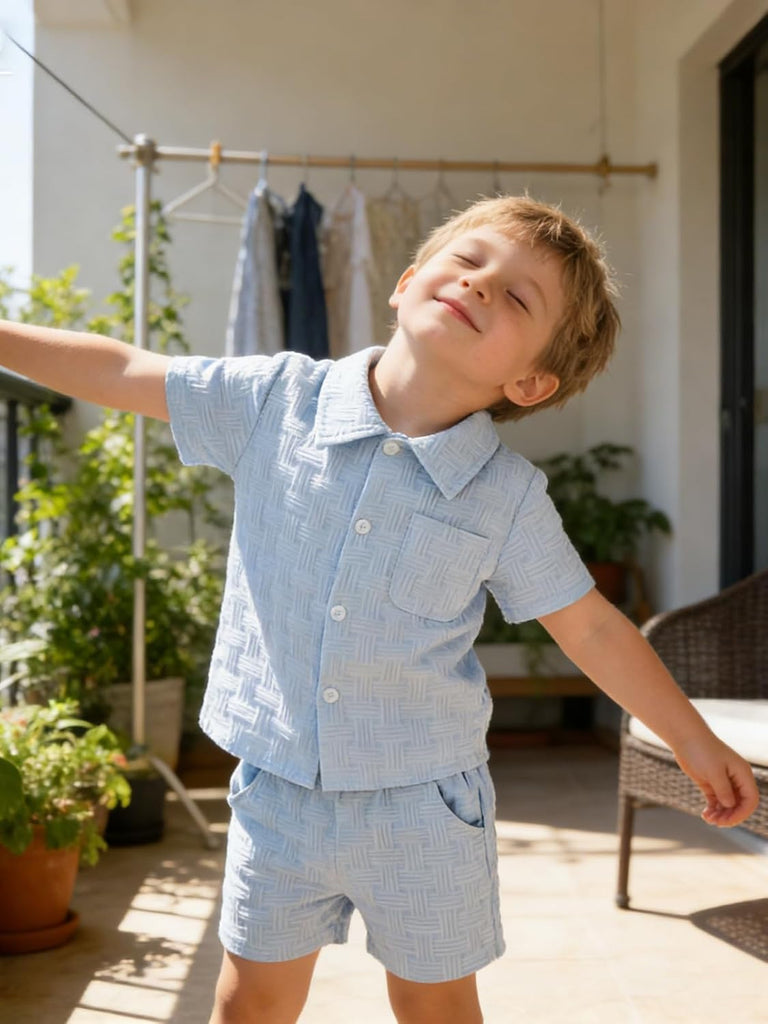 Years Toddler Boys Clothes 2 Piece Summer Outfit Short Sleeve Button Down Shirt Top and Shorts Set