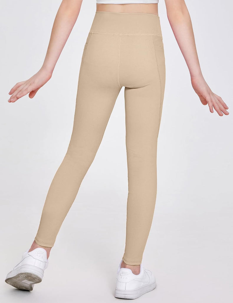 Girls Athletic Leggings Kids High Waist Yoga Pants with Pockets