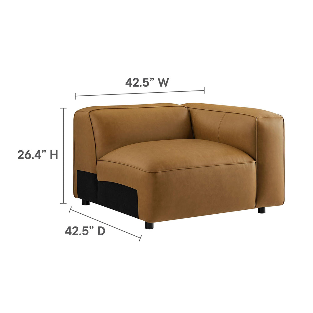 Auren Vegan Leather 3 Piece Modular Sofa in Camel - Faux Leather 3 Seater Couch - Comfy Mid Century Modern PU Leather