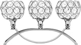 3-Arm Arched Crystal Candelabra, Sliver Candle Holder Table Centerpiece, Dining, Party, Thanksgiving & Christmas