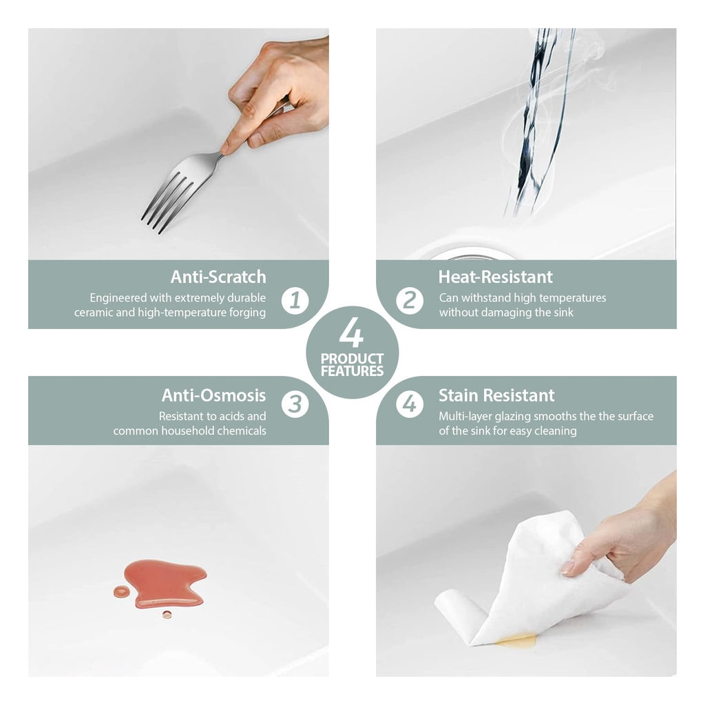 30 Farm Sink White - 30 x 18 Inch Farmhouse Kitchen Sink Flat Apron Front White Ceramic Porcelain Fireclay Single