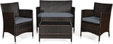 4-Piece Rattan Patio Set, Outdoor/Indoor Wicker Conversation Set for Pool, Backyard, Lawn