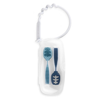Baby Spoons Set with Travel Case 6+ Months 2-Pack, Blue/Navy