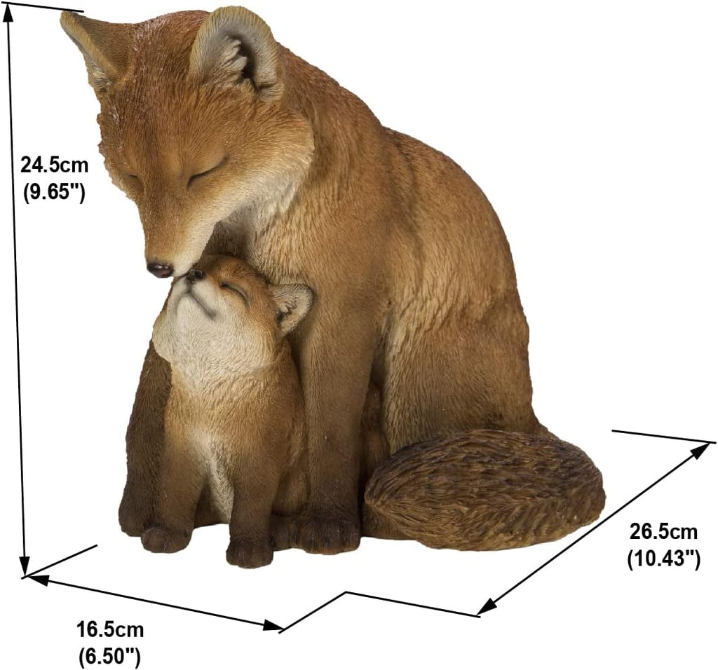 Gift Cuddling Mother and Baby Fox Garden Statue, Brown (87719-I)