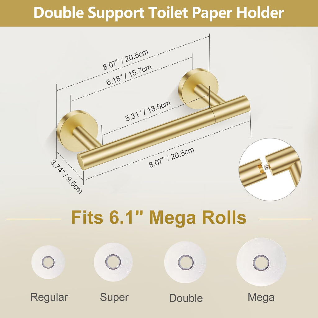 Brushed Gold Bathroom Accessories, 5 Piece Towel Racks