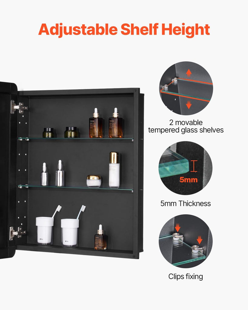 Medicine Cabinet, 24 x 30 inch, Medicine Cabinet with Mirror, Aluminum Frame Bathroom Wall Cabinet, 2-Layer