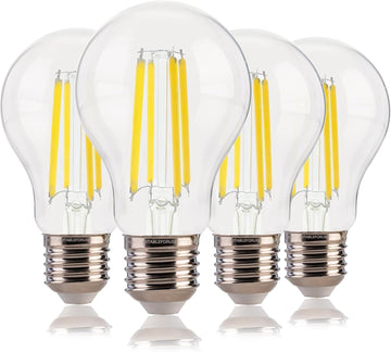 A19 LED Filament Bulbs, 100W Eqv, 1600LM, 5000K, E26 Base, 4 Pack