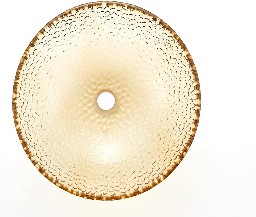Pearl Series Glass Vessel Sink In Gold Top Raindrop Mount Sinks Above Countertop | Vanity Countertop Sink Bowl with