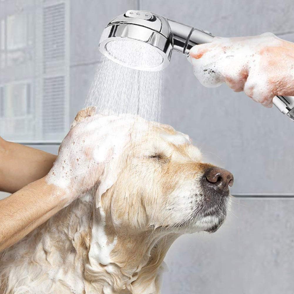 High Pressure Shower Head, 3-Settings Handheld Showerhead with ON/Off Full Shutoff Push Button and Switch to Control