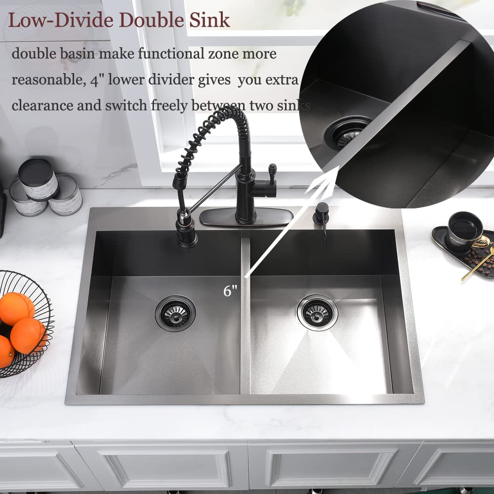 33x22 Drop Sink Double Bowl 50/50 Stainless Steel