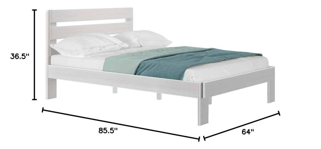 Modern Farmhouse Single Bed (Queen), Plank Headboard, Driftwood
