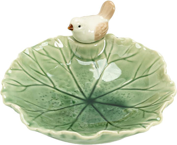 Cute Bird Lotus Ceramic Trinket Dish,Jewelry Ring Dish, Ceramic Trinket Tray, Key Bowl, Dessert Plate,Bathroom