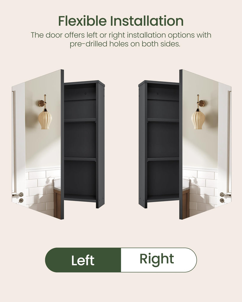 Bathroom Medicine Mirror Cabinet, 17.7'' x 23.6'', Wall-Mounted Bathroom Vanity with Mirror, Bathroom Medicine