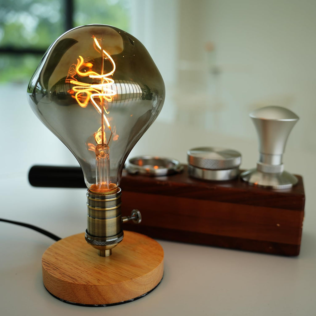 G40 LED Edison Bulb, Smoke Gray Hand-Blown Hard Glass, 4W (25W Incandescent Equivalent), 110-130V, E26, 2000K Warm
