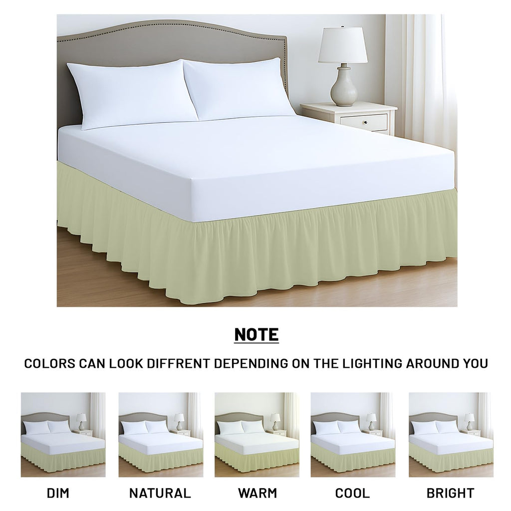 18 Inch Drop Ruffled Bed Skirt Queen Size - Classic Gathered Styling, Platform Style Dust Ruffle with Secure Fit
