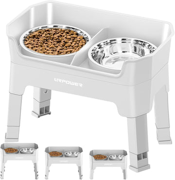 Elevated Dog Bowls, 3-in-1 Double Deck Raised Dog Bowl Stand