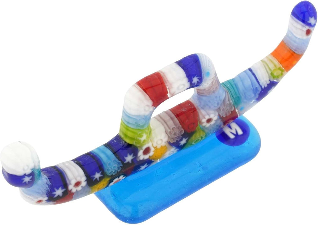 Venetian Gondola Sculpture Millefiori Multicolor 3-1/4 Inch Long, Classic Italian Venetian Boat Figurine in Venice