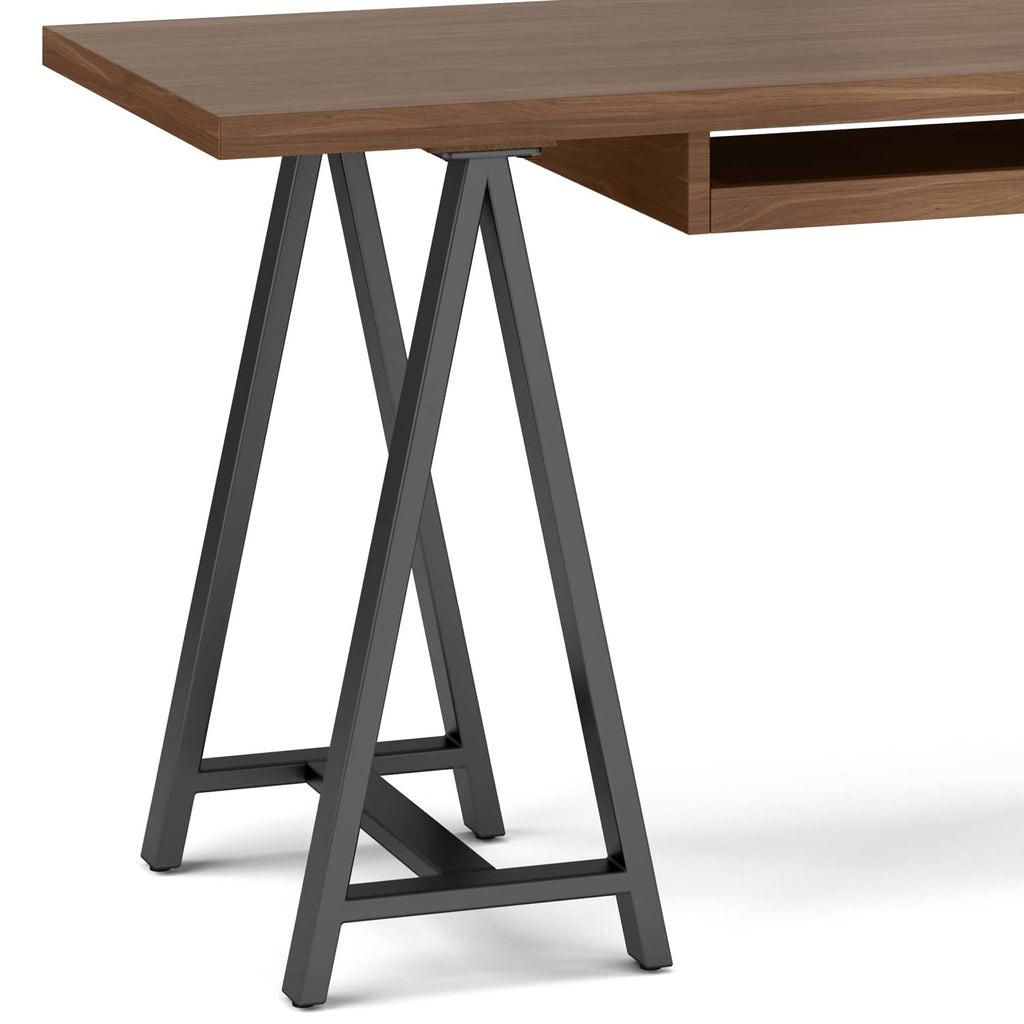 Sawhorse 60" Wide Walnut Veneer and Metal Writing Desk