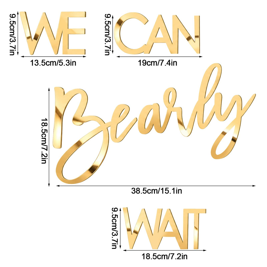 Acrylic We Can Bearly Wait Sign for Backdrop, Gold