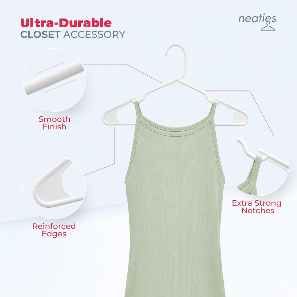 Plastic Hangers 60 Pack - Made in The USA - 6lb Capacity Standard Clothes Hangers with Notches and Reinforced Edges