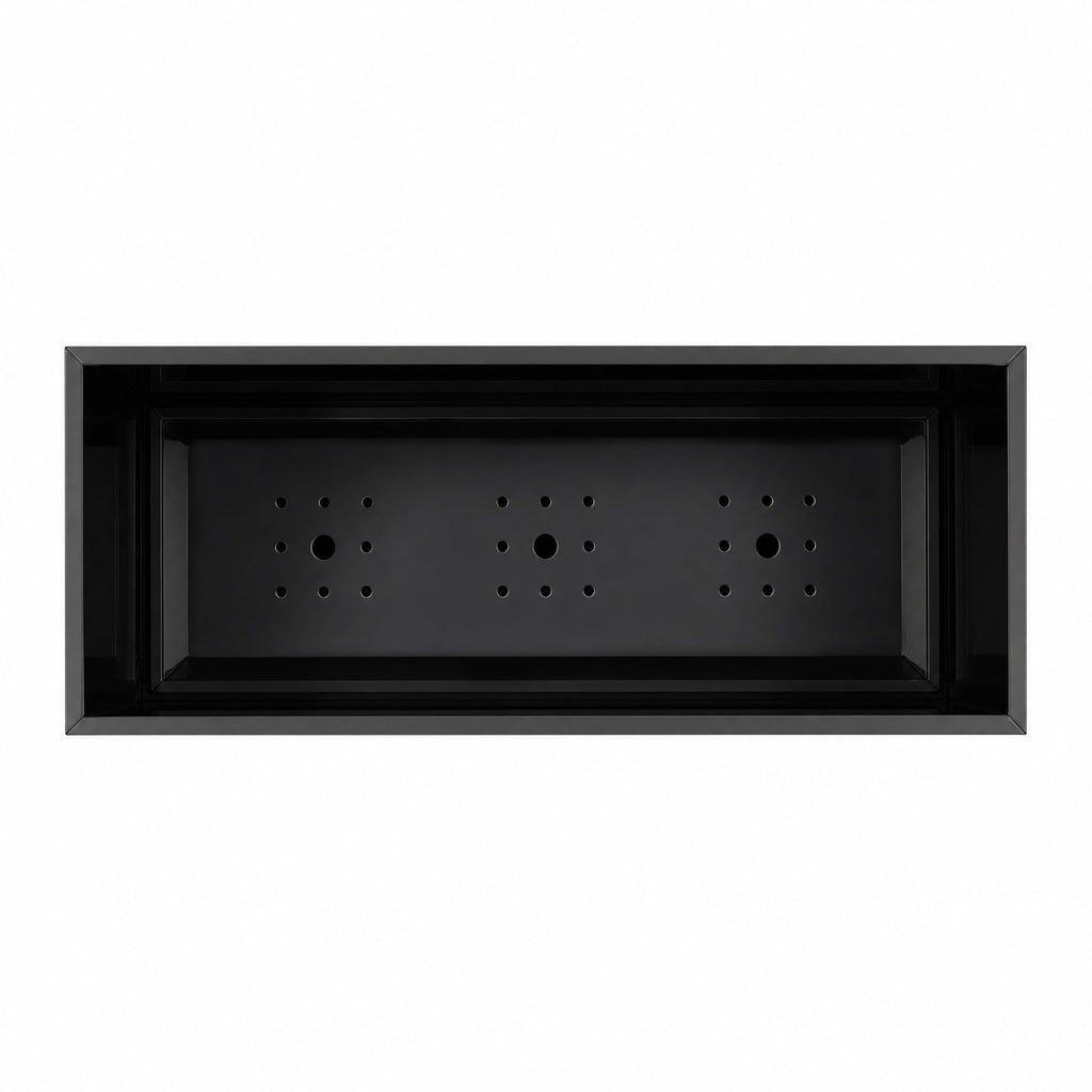 Metal Planter Box - 30" L x 11" W x 13" H Glossy Black Heavy Duty Large Rectangular Steel Modern Plant Pot, Indoor