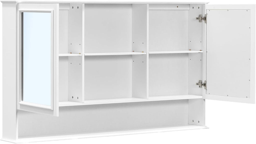 Large Bathroom Medicine Cabinet 60" x 35", Double Mirrored Doors Bathroom Mirror with Storage Shelves, Wall Mounted