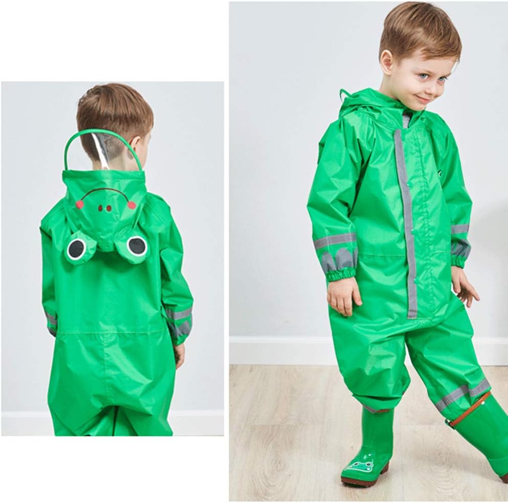 Toddler Rain Suit, Kids Muddy Play Buddies One Piece Hoodie Rain Jacket Coat Poncho Gear Coverall Baby Girl Boy