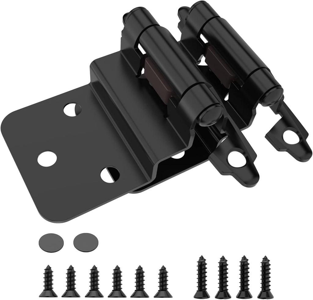 3/8 Inch Inset Cabinet Hinges, 25 Pairs(50 Pack) Self Closing Flush Face Mount Hinges with Door Bumper, Variable