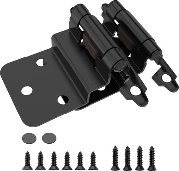 3/8 Inch Inset Cabinet Hinges, 25 Pairs(50 Pack) Self Closing Flush Face Mount Hinges with Door Bumper, Variable