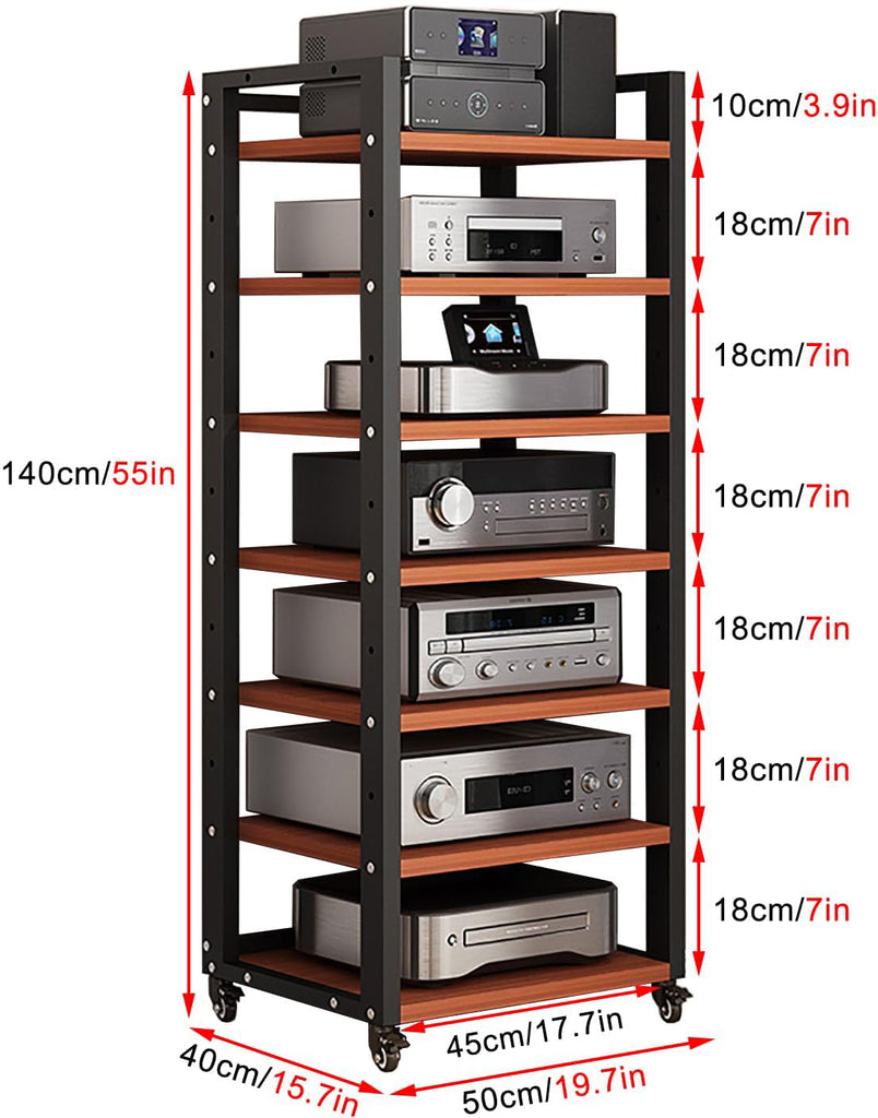 7-Tier Heavy Duty Audio Component Rack, Stereo Rack AV Media Stand Cabinet