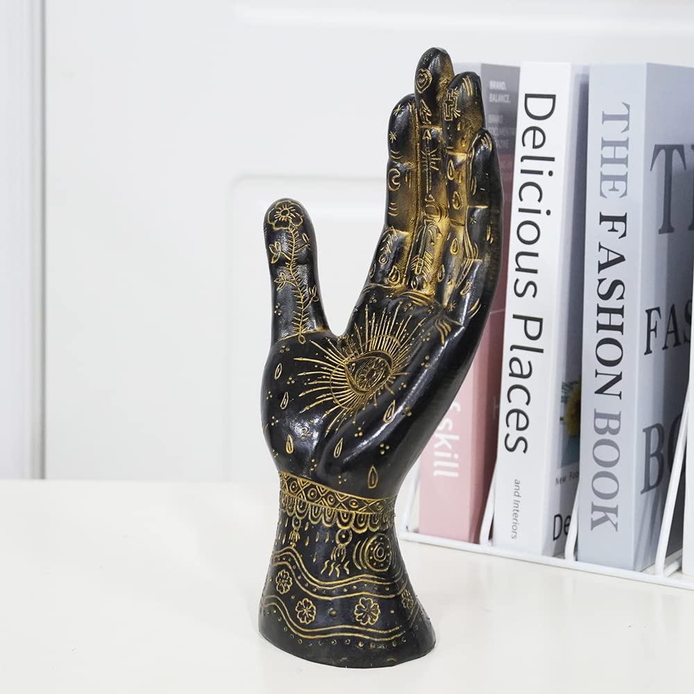 Palmistry Hand Resin Statue Telling Palm Reading, Ancient Mystical Palm with Lines and Symbols Sculpture for Palm