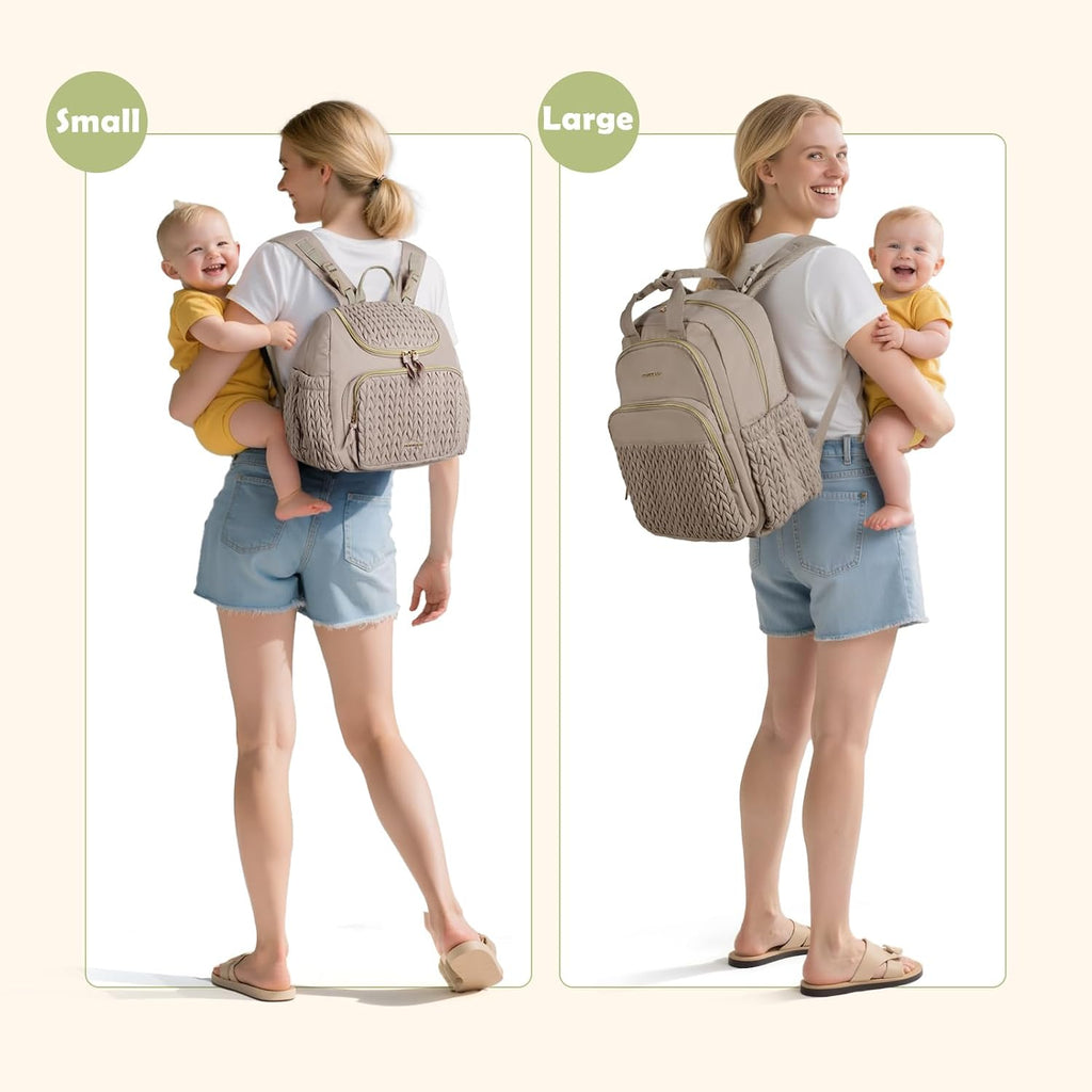 Diaper Bag Backpack, Stylish Mini Baby Bag with Changing Pad
