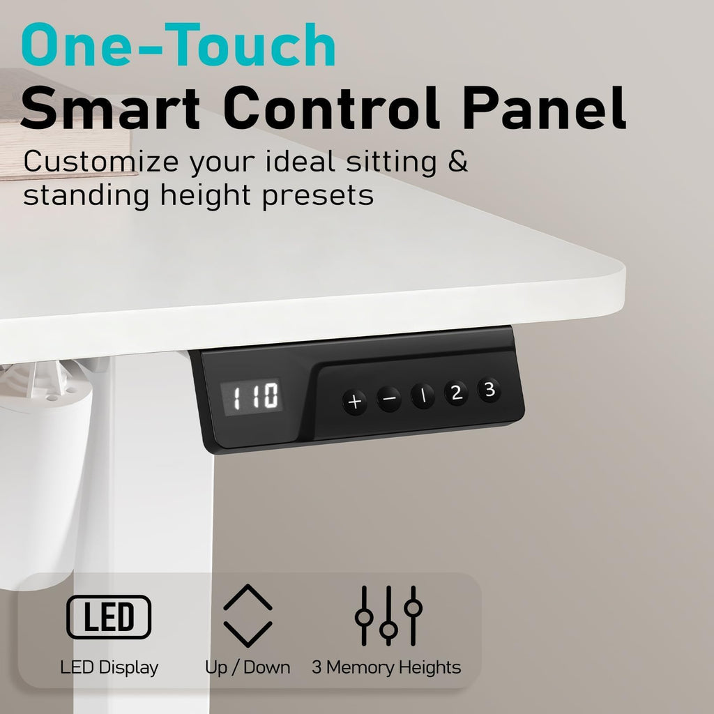 Electric Standing Desk, 40" x 24" Small Sit Stand Desk, White