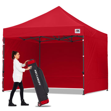 Heavy Duty Easy Pop up Canopy Tent with Sidewalls 10x10, Red