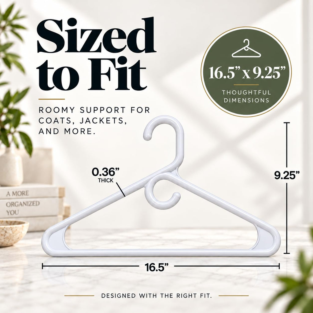 Heavy Duty Clothes Hangers, 36 Pack - Space Saving, Ultra Strong White Plastic - Hang Your Belt, Pants, Coat, Shirt