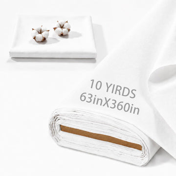 10Yd 100% Cotton Fabric by The Yard, 63 Inch X 10 Yards White Cotton Fabric, Soft Natural Muslin Fabric for Sewing
