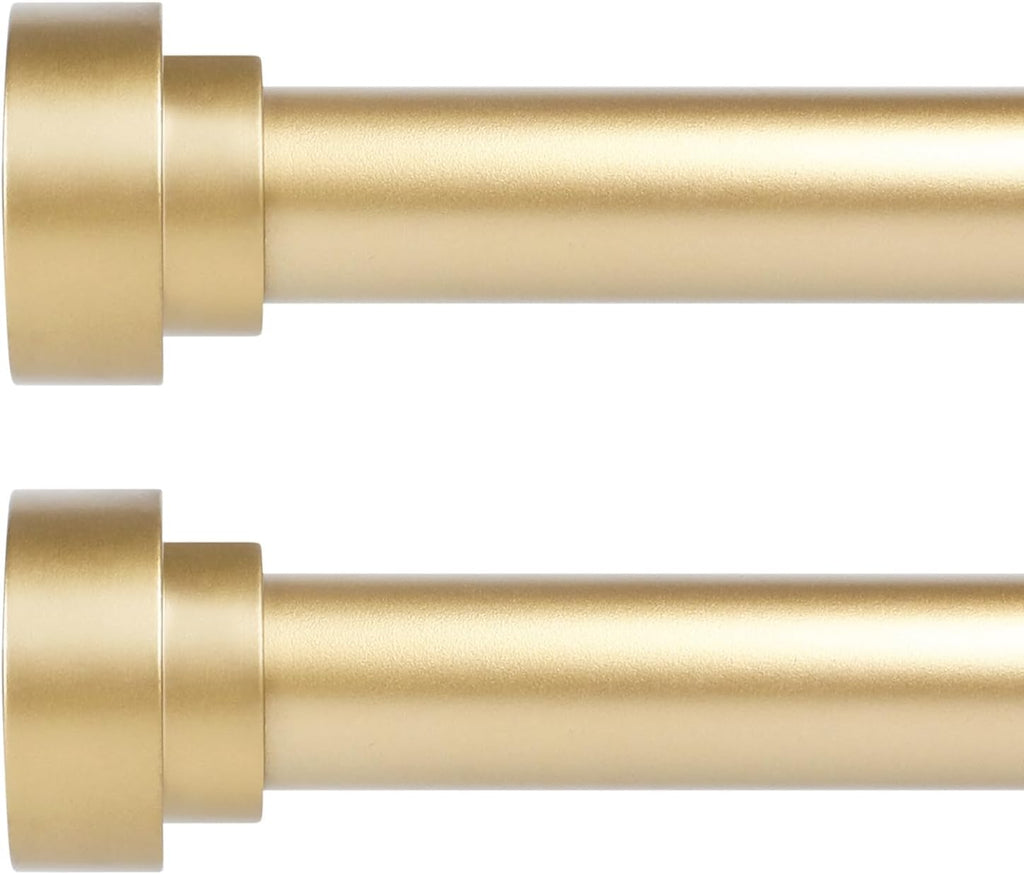 2 Pack Gold Curtain Rods 48 to 84 Inch(4-7FT),1 Inch Heavy Duty Curtain Rods,Adjustable Curtain Rod Set,Modern