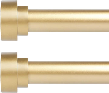 2 Pack Gold Curtain Rods 48 to 84 Inch(4-7FT),1 Inch Heavy Duty Curtain Rods,Adjustable Curtain Rod Set,Modern