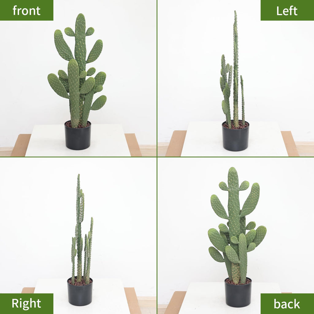 Artificial Cactus Plant, 28.7 inch Tall Faux Potted Cactus with 4 Different Height Cacti, Fake Cactus with Decorative